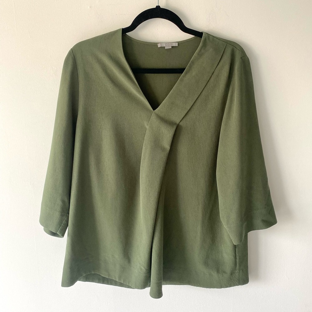 COS 3/4 sleeve V-neck blouse